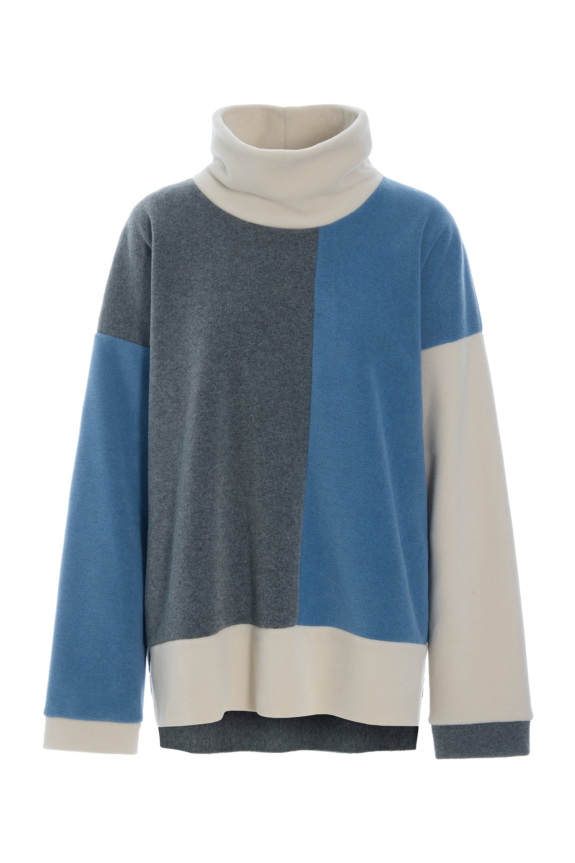 HENRIETTE STEFFENSEN COPENHAGEN BLOUSE PATCH HIGH NECK - 1419 BLUSER DUSTY BLUE/KIT/GREY 119