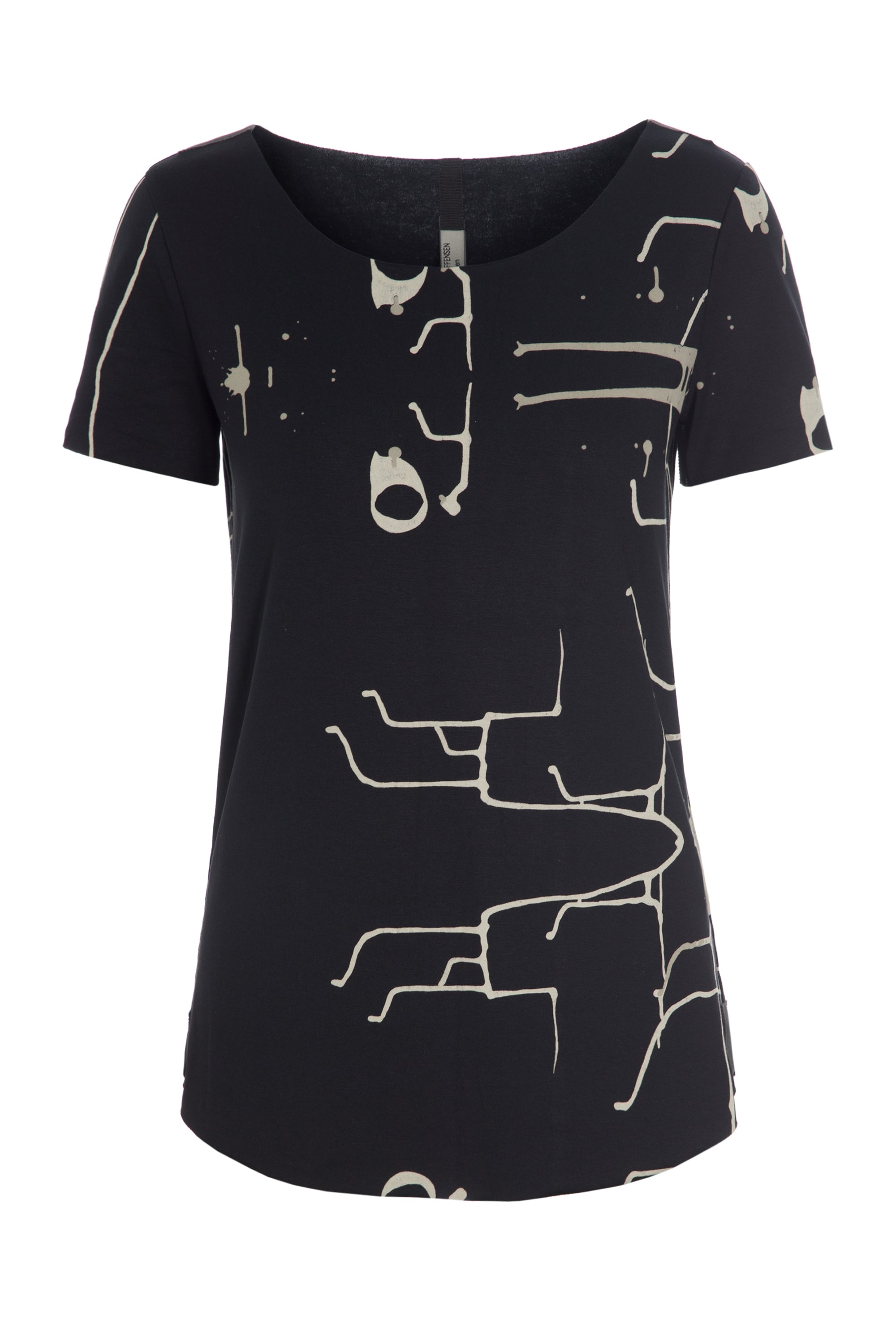 HENRIETTE STEFFENSEN COPENHAGEN BLUSE - 96045 BLUSER jersey YOGA ART PRINT BLACK 100