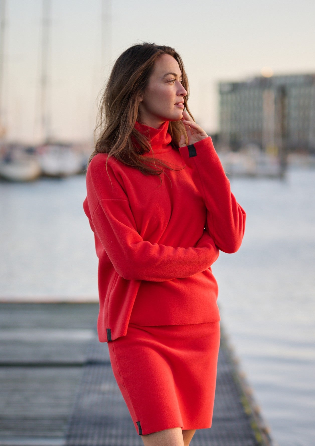 HENRIETTE STEFFENSEN COPENHAGEN BLUSE HØJ HALS - 1360 BLUSER TOMATO 845