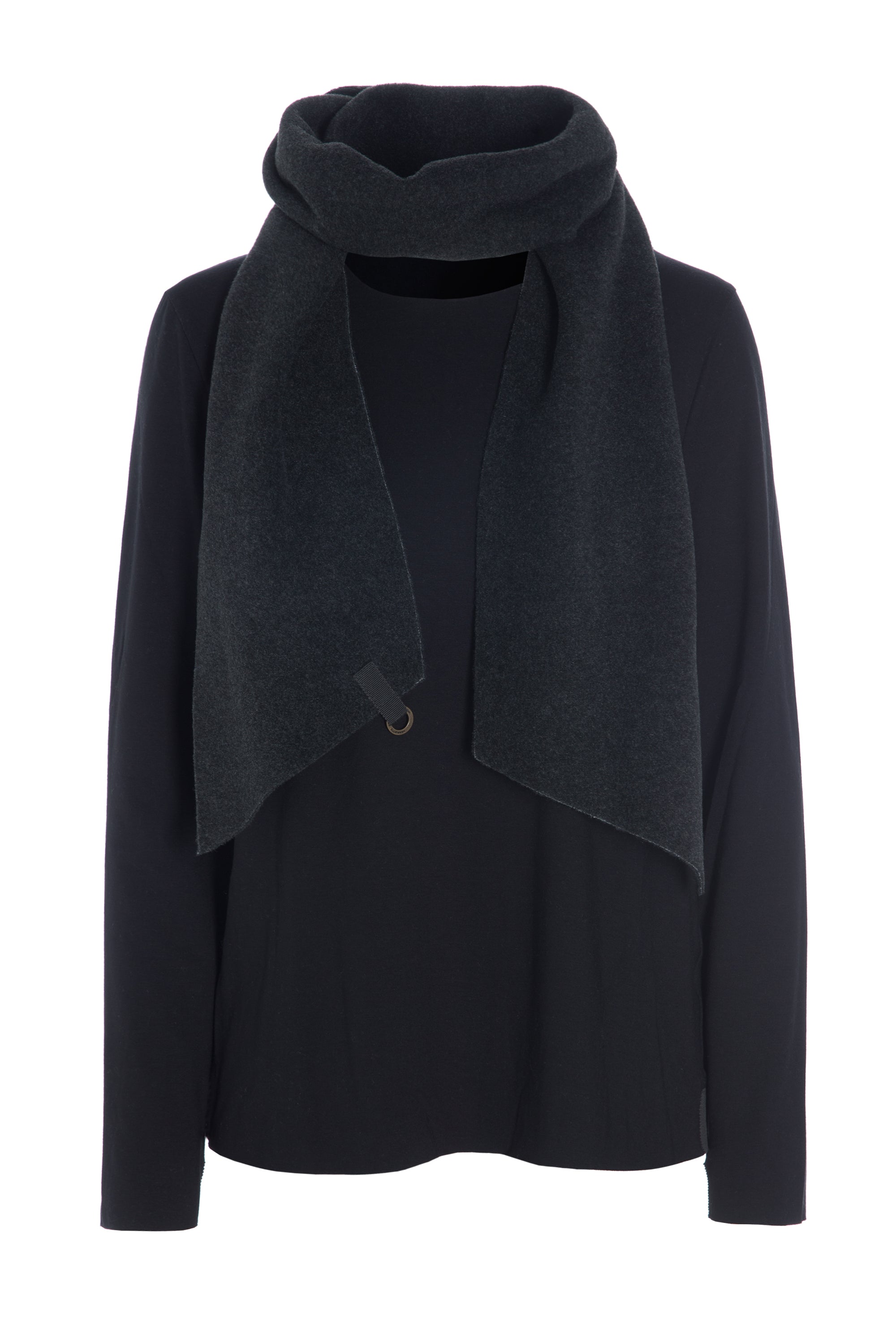 HENRIETTE STEFFENSEN COPENHAGEN BLUSE MED HALSTØRKLÆDE - 1331MIX BLUSER SOFT BLACK/BLACK 915