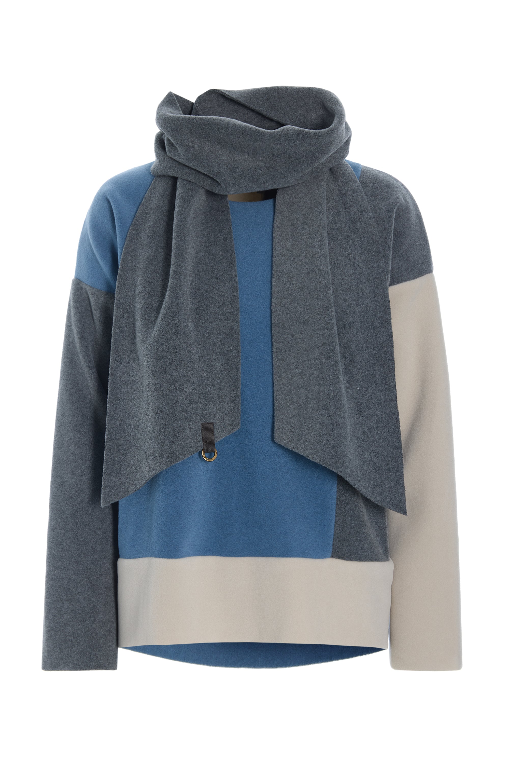 HENRIETTE STEFFENSEN COPENHAGEN BLUSE PATCH MED TØRKLÆDE - 1412 BLUSER DUSTY BLUE/KIT/GREY 119