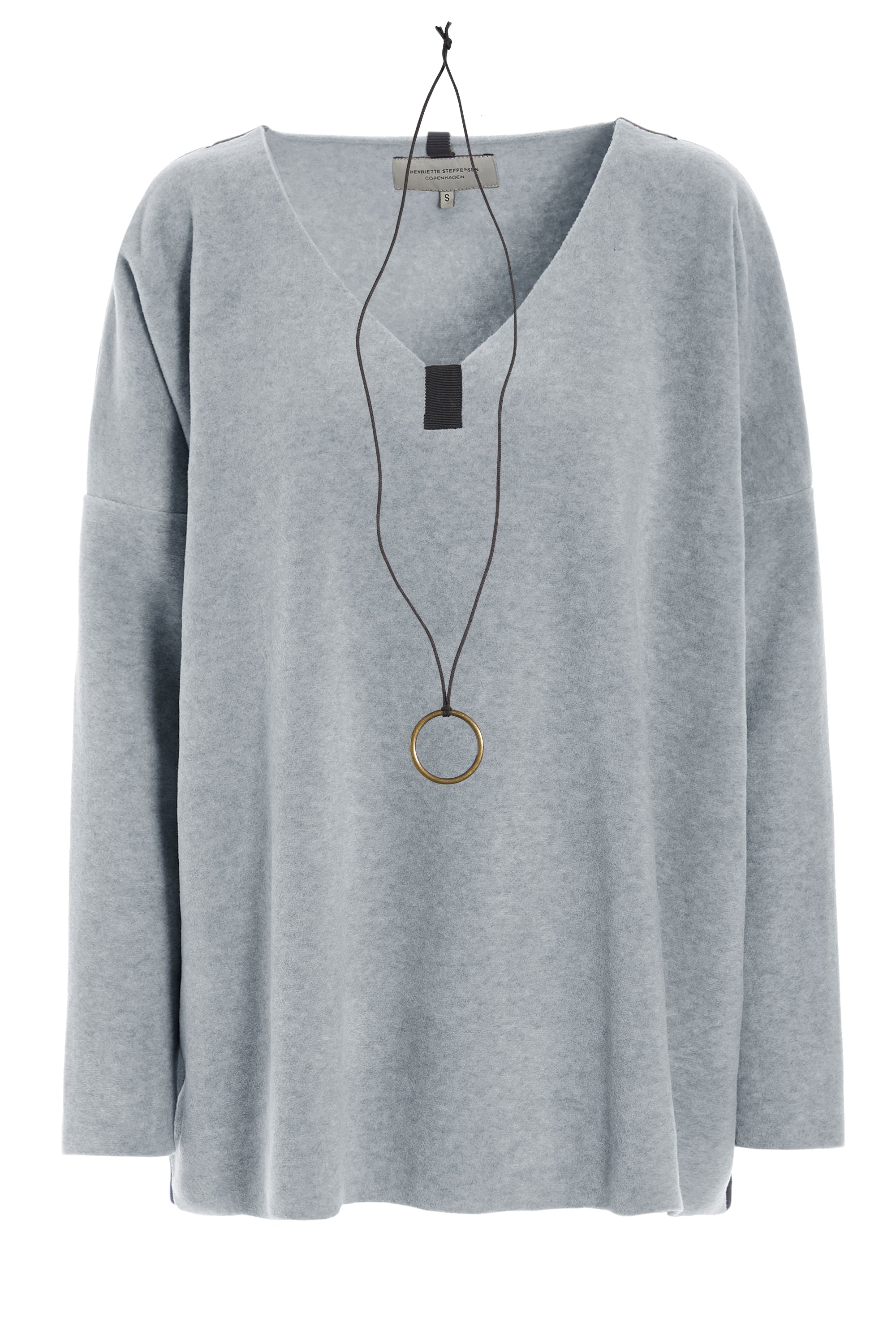 HENRIETTE STEFFENSEN COPENHAGEN BLUSE V-HALS - 1336 BLUSER LIGHT GREY 876