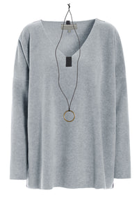 BLUSE V-HALS - 1336 - LIGHT GREY