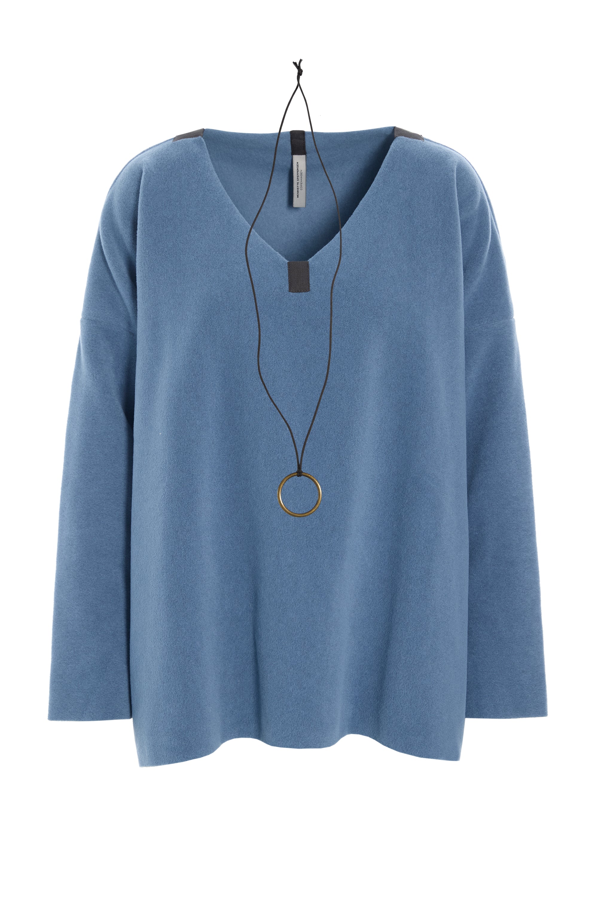 HENRIETTE STEFFENSEN COPENHAGEN BLUSE V-HALS - 1410 BLUSER DUSTY BLUE 794