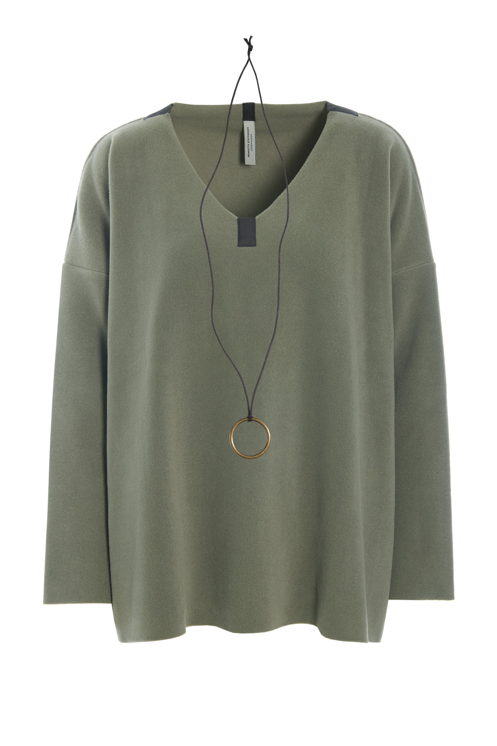 HENRIETTE STEFFENSEN COPENHAGEN BLUSE V-HALS - 1410 BLUSER DUSTY GREEN 609