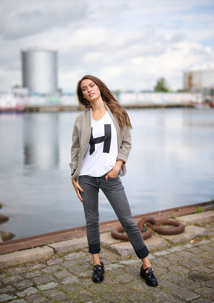 HENRIETTE STEFFENSEN COPENHAGEN BLUSE V-HALS PRINT - 96082H T-SHIRTS WHITE 816