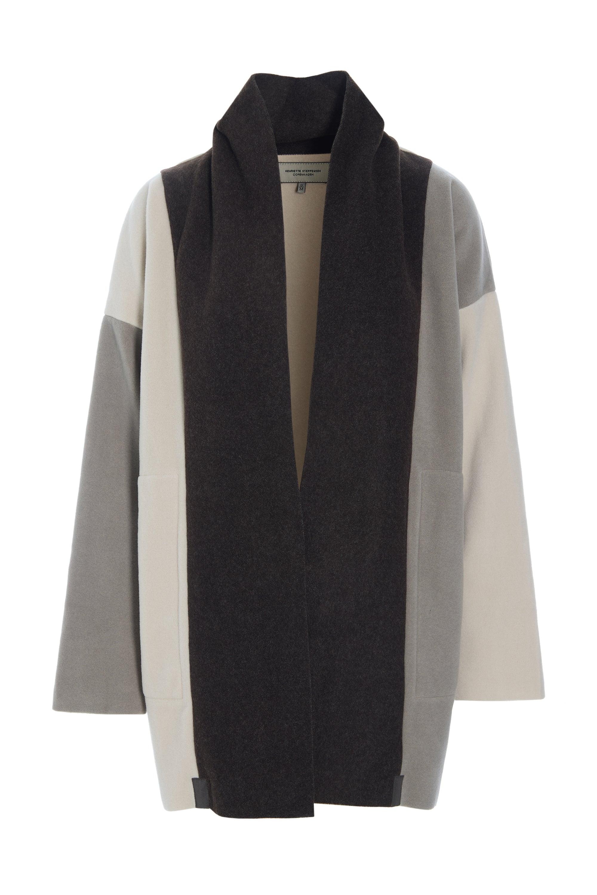 HENRIETTE STEFFENSEN COPENHAGEN CARDIGAN PATCH - 7172 CARDIGANS CHOKOLATE/ELEPH/KIT 324