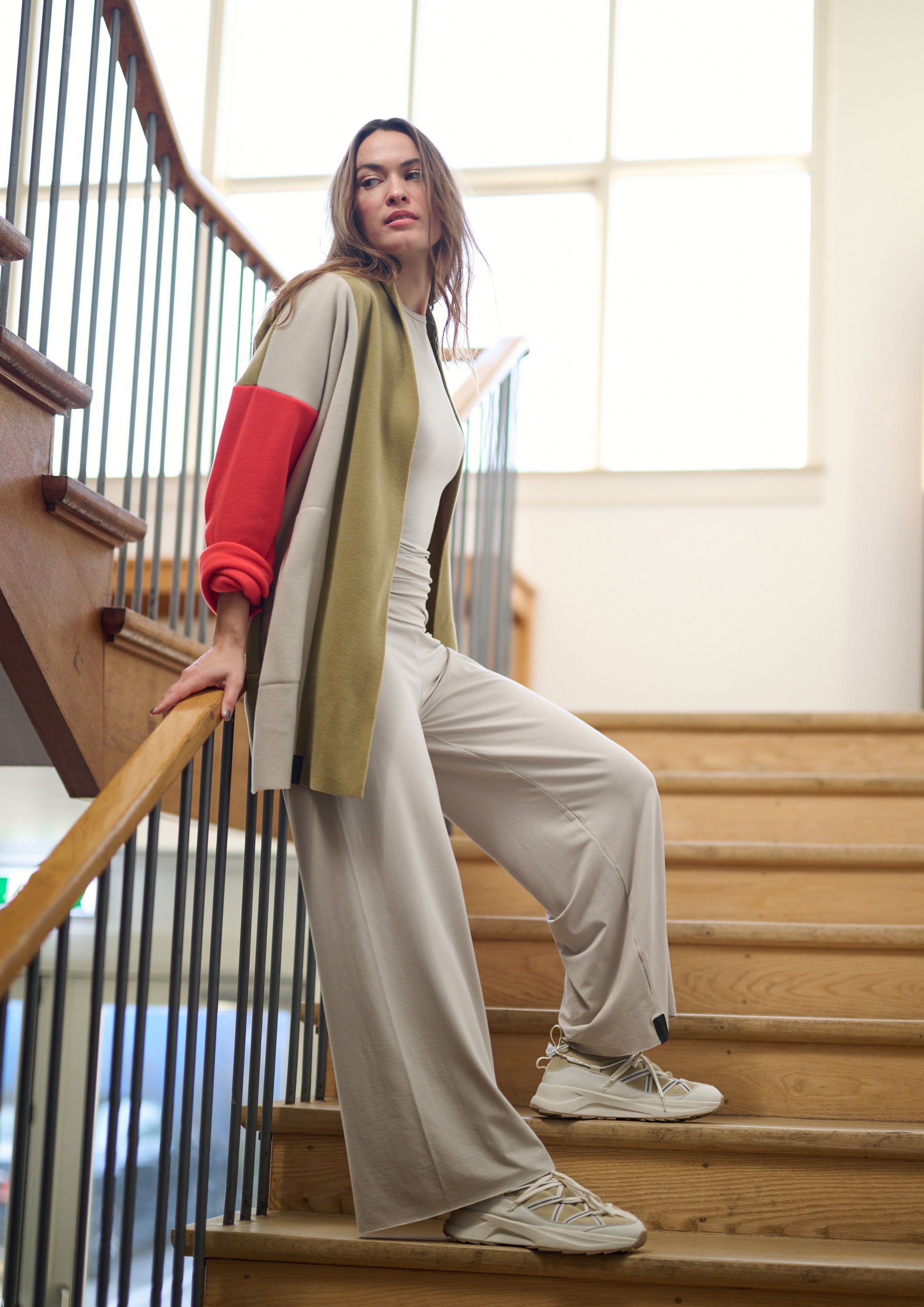 HENRIETTE STEFFENSEN COPENHAGEN CARDIGAN PATCH - 7172 CARDIGANS OLIVE/TOMATO/KIT 321