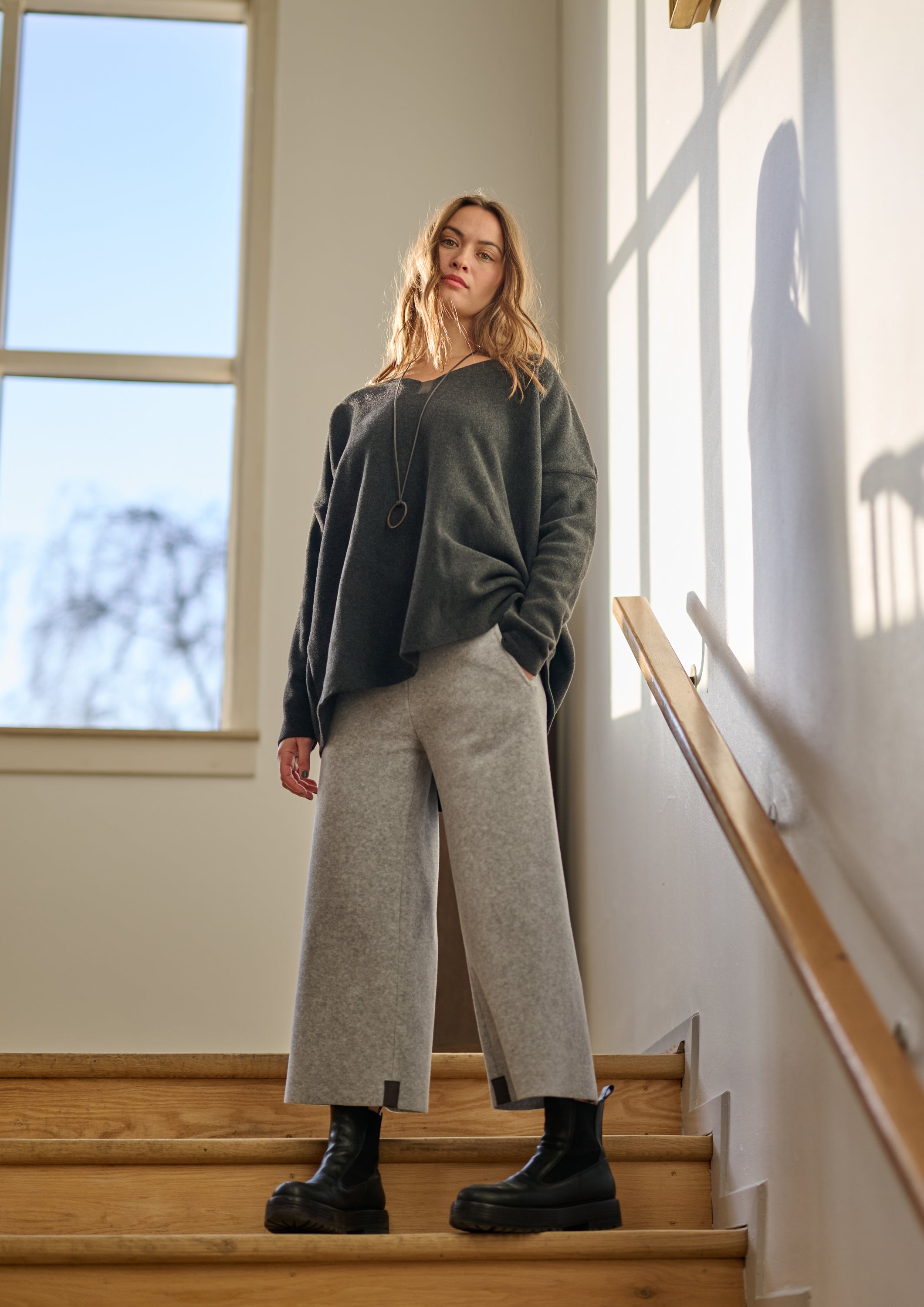 HENRIETTE STEFFENSEN COPENHAGEN FLARE BUKSER 3/4 LÆNGDE - 2115 BUKSER LIGHT GREY 876