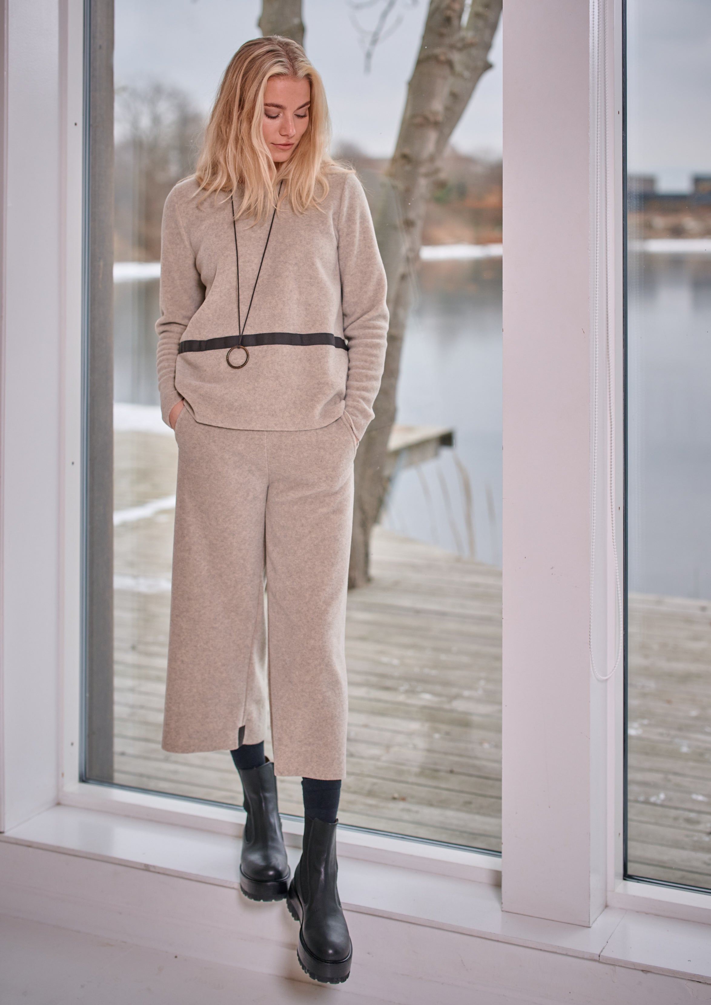 HENRIETTE STEFFENSEN COPENHAGEN FLARE BUKSER 3/4 LÆNGDE - 2115 BUKSER SAND 805