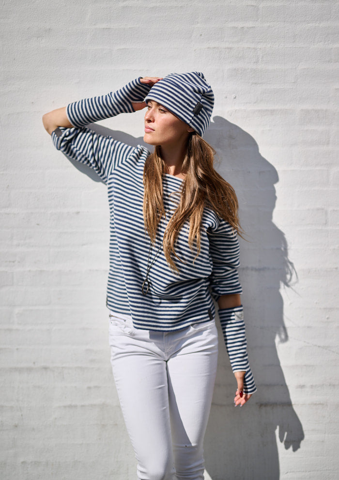 HENRIETTE STEFFENSEN COPENHAGEN HÅNDLEDSVARMERE - 6022 WRIST WARMERS STRIPES DENIM & KIT 667