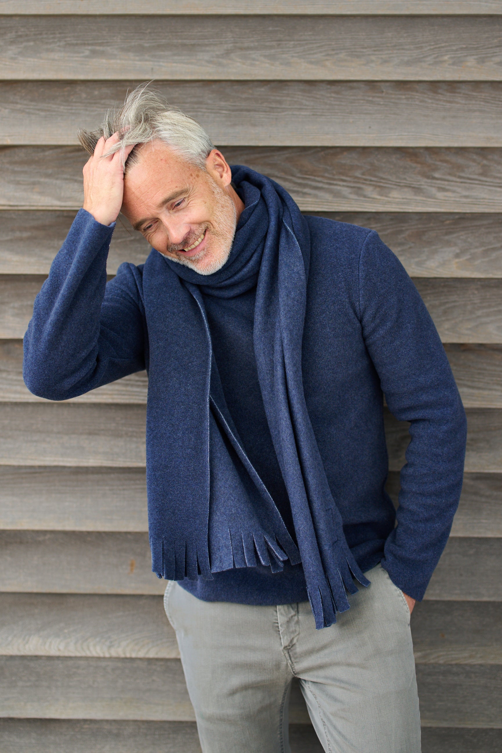 CARL BY STEFFENSEN COPENHAGEN HALSTØRKLÆDE M/ FRYNSER - 1006C SCARFS DENIM 767