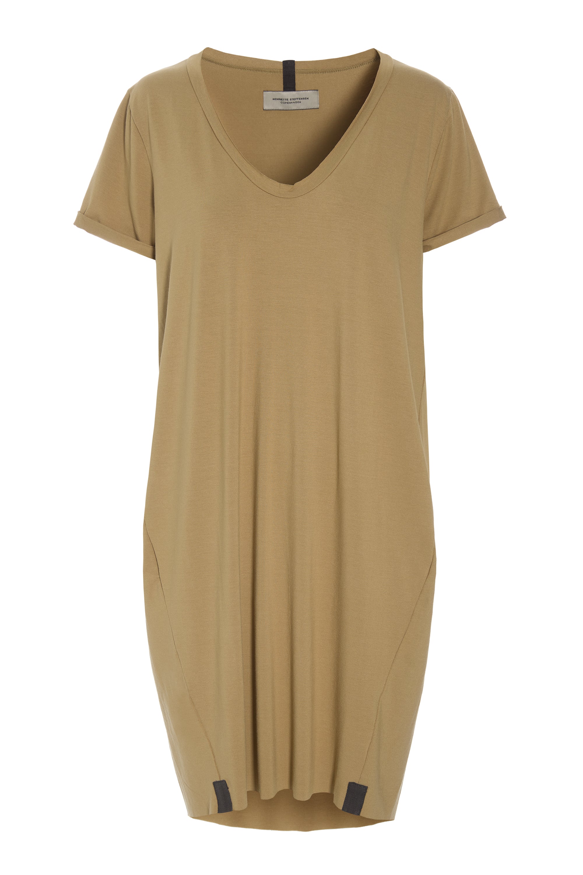 HENRIETTE STEFFENSEN COPENHAGEN KJOLE V-HALS - 98049 KJOLER OLIVE 655