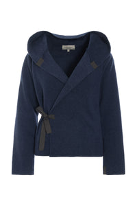 KLASSISK FLEECE SLÅ OM CARDIGAN - 1009 - EVENING BLUE