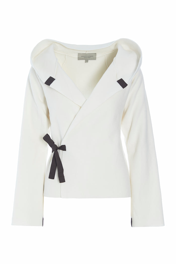HENRIETTE STEFFENSEN COPENHAGEN KLASSISK FLEECE SLÅ OM CARDIGAN - 1009 CARDIGANS OFF WHITE 802
