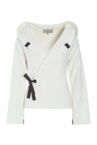 KLASSISK FLEECE SLÅ OM CARDIGAN - 1009 - OFF WHITE