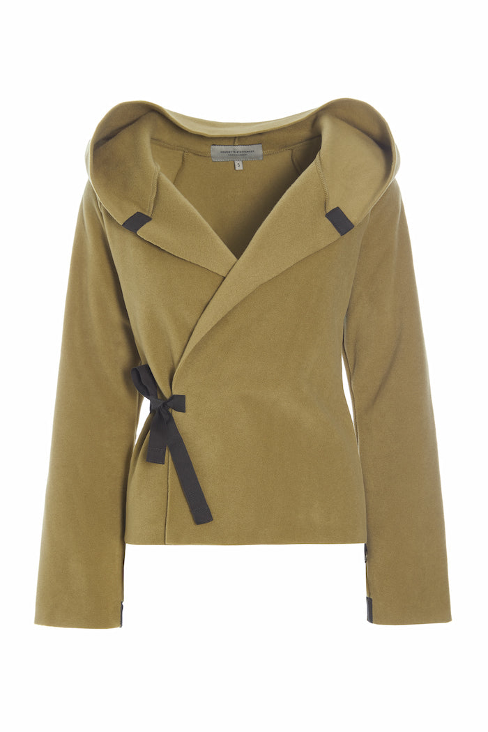 HENRIETTE STEFFENSEN COPENHAGEN KLASSISK FLEECE SLÅ OM CARDIGAN - 1009 CARDIGANS OLIVE 655