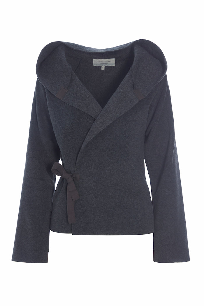 HENRIETTE STEFFENSEN COPENHAGEN KLASSISK FLEECE SLÅ OM CARDIGAN - 1009 CARDIGANS SOFT BLACK 914