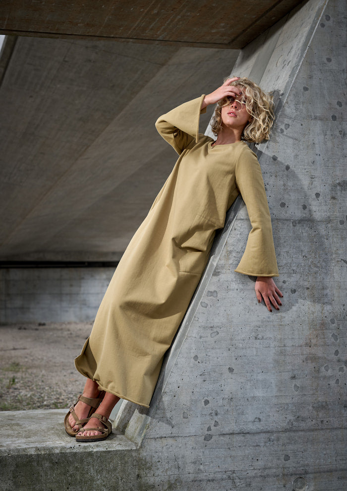 HENRIETTE STEFFENSEN COPENHAGEN LANGÆRMET KJOLE - 73009 KJOLER OLIVE 655