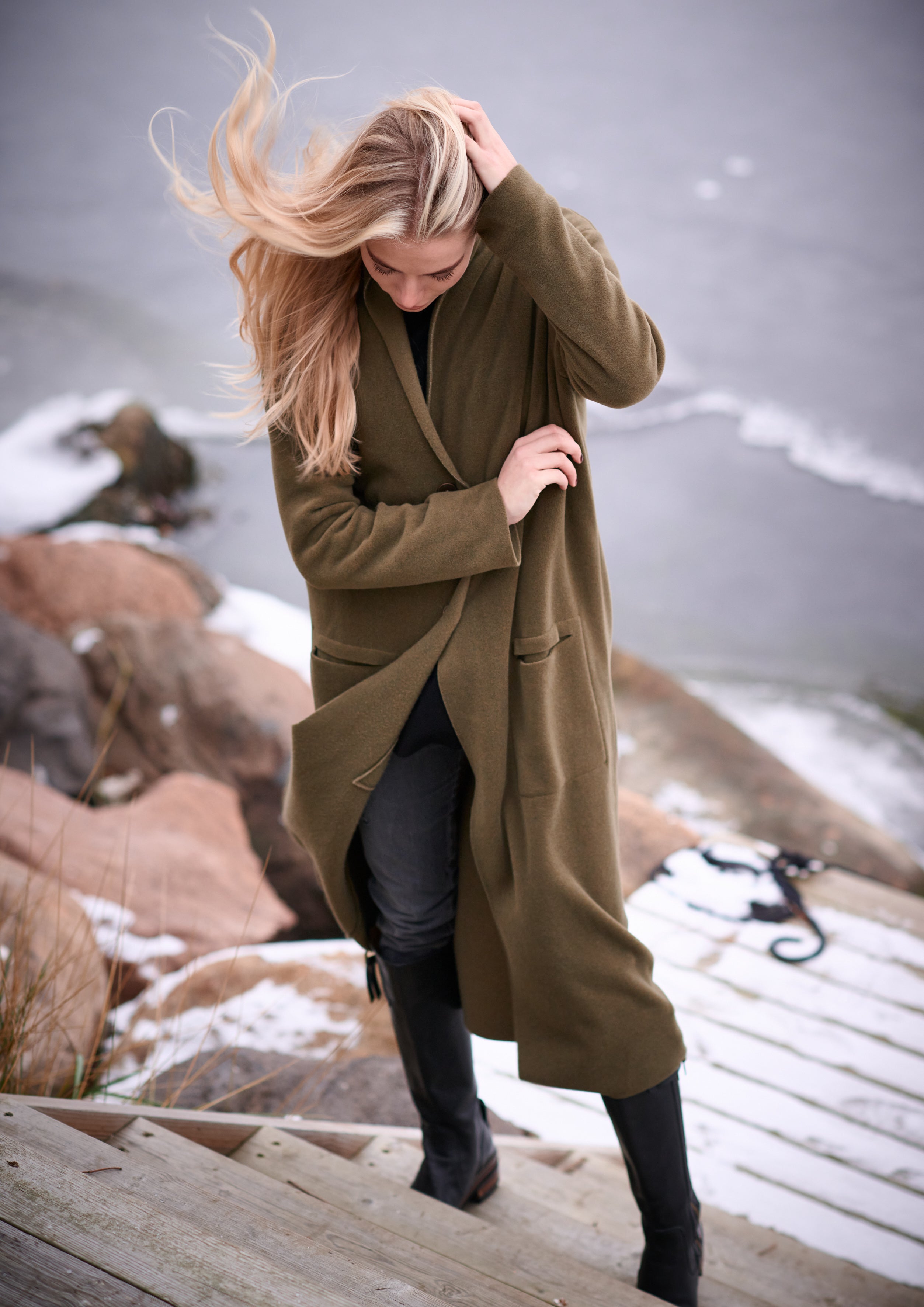 HENRIETTE STEFFENSEN COPENHAGEN LANG CARDIGAN - 7162 CARDIGANS MOSS 611
