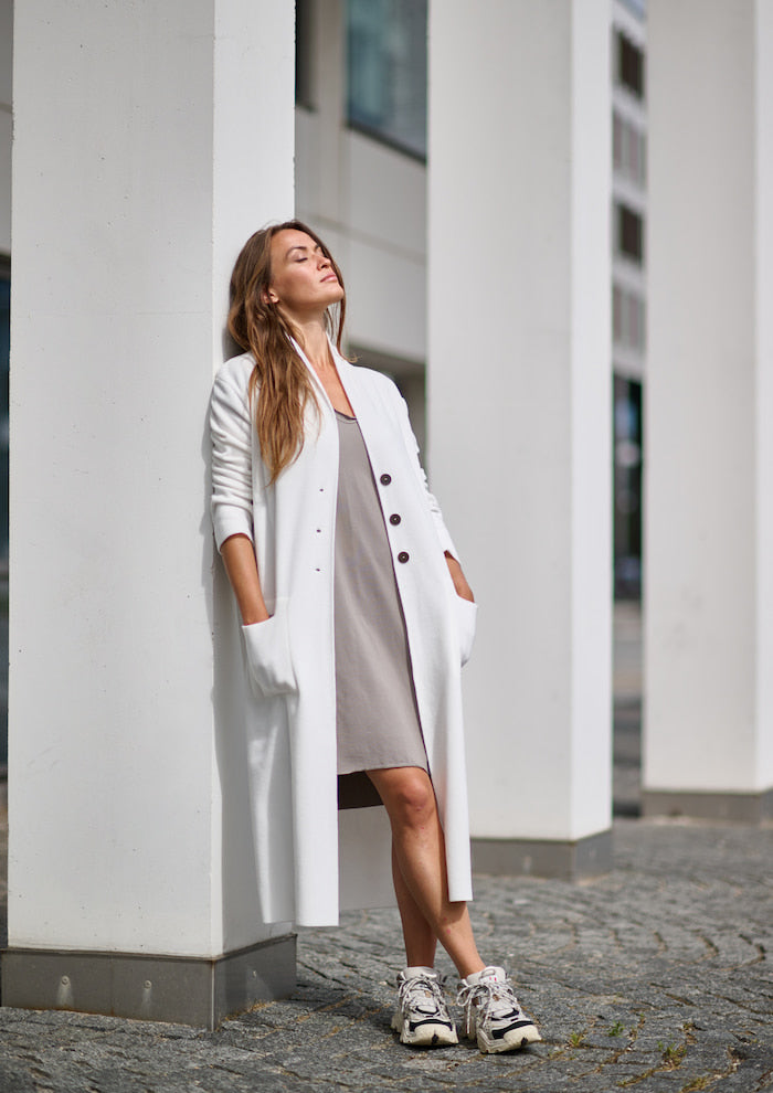 HENRIETTE STEFFENSEN COPENHAGEN LANG CARDIGAN - 7162 CARDIGANS OFF WHITE 802