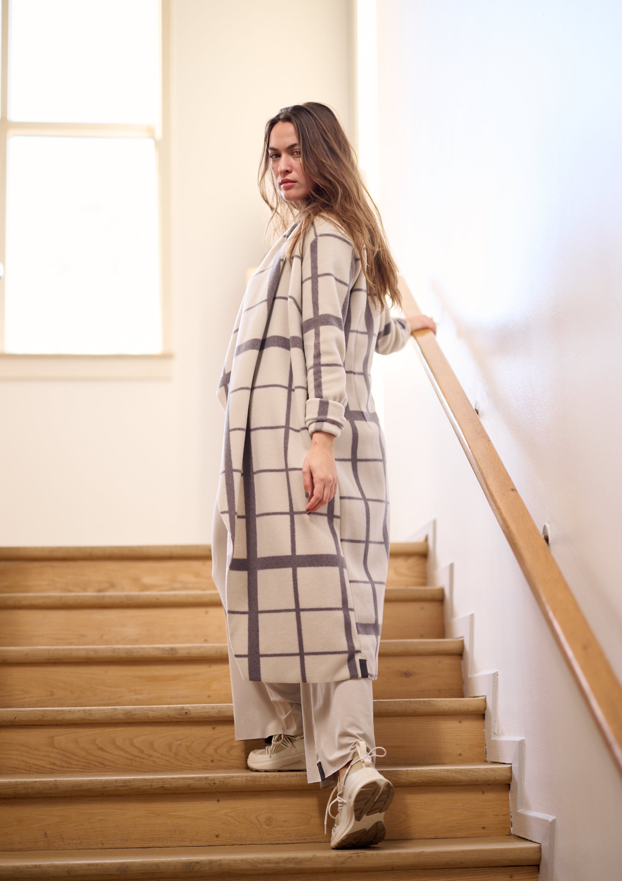 HENRIETTE STEFFENSEN COPENHAGEN LANG CARDIGAN M / "VANDFALD" - 7131P CARDIGANS CLAN PRINT KIT 780