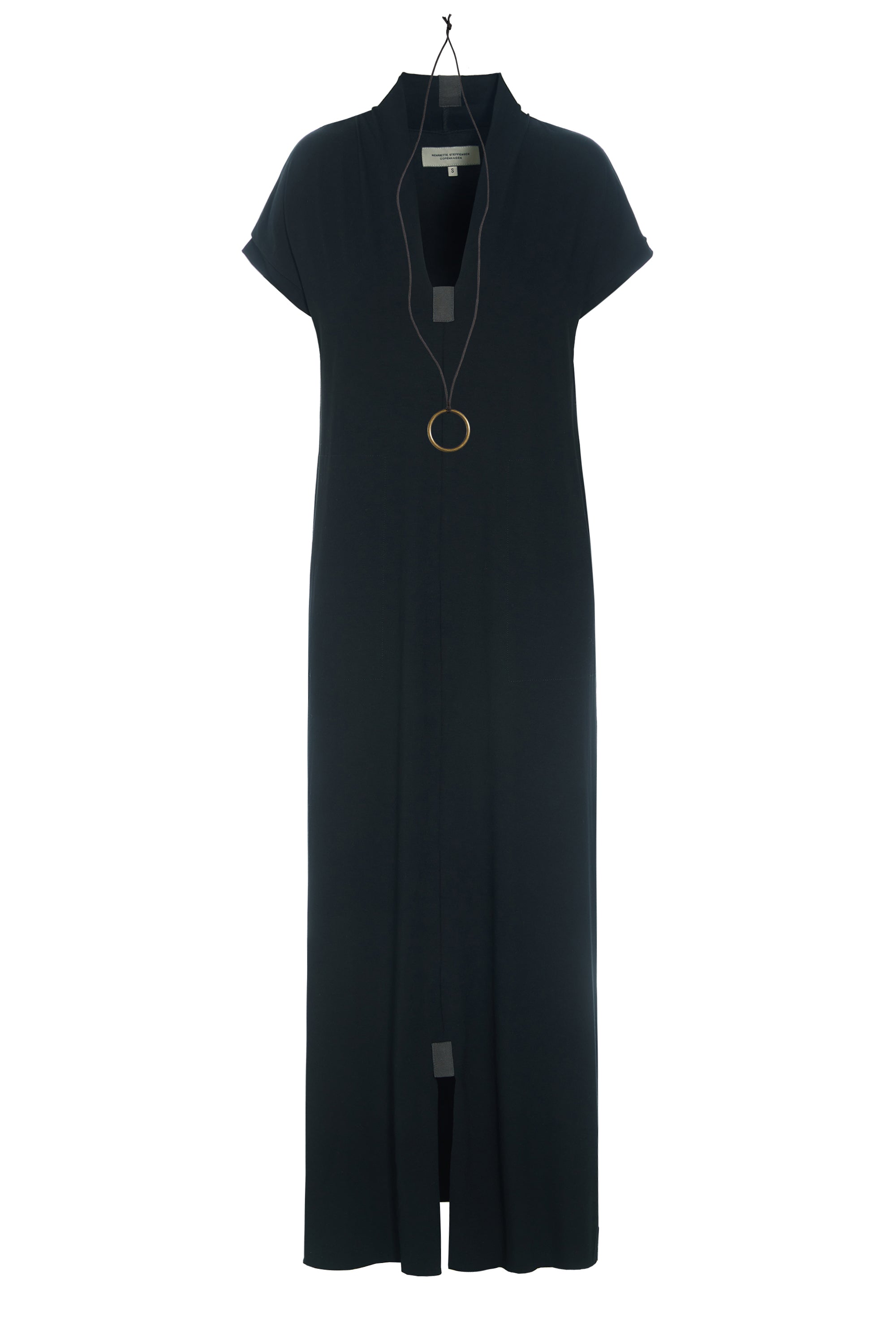 HENRIETTE STEFFENSEN COPENHAGEN LANG KJOLE V-HALS - 98067 KJOLER BLACK 900