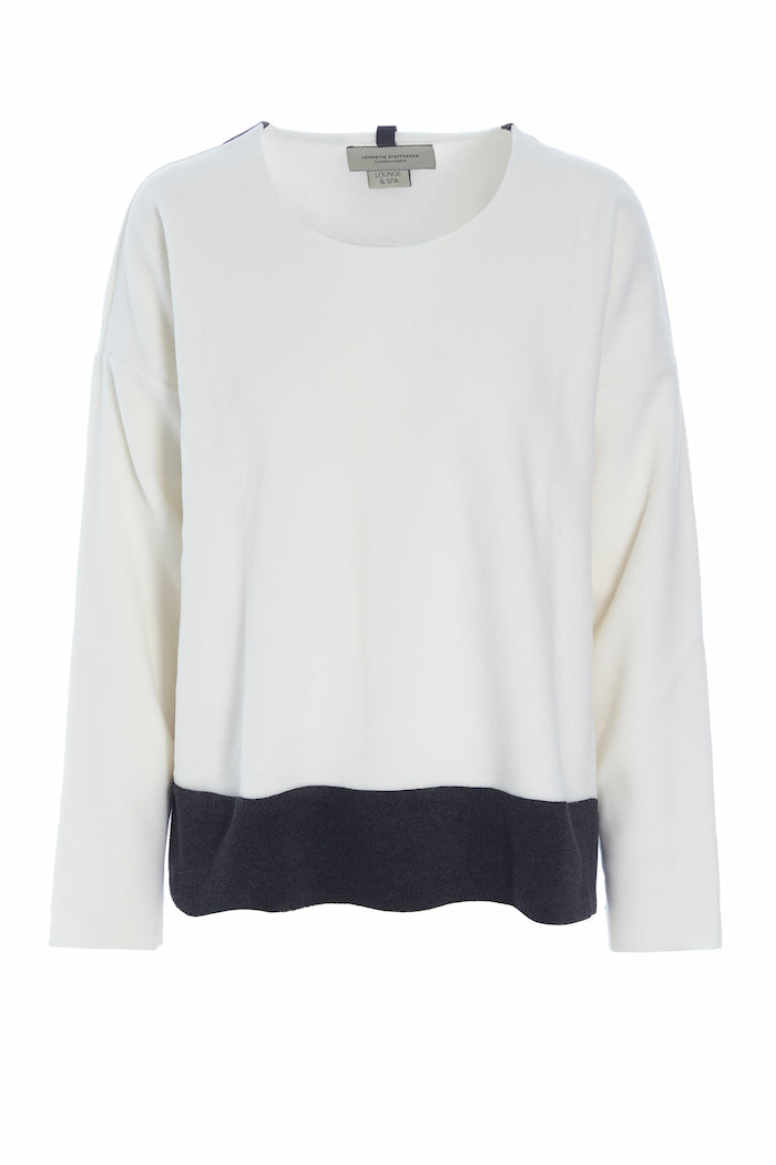 HENRIETTE STEFFENSEN COPENHAGEN ONE SIZE BLUSE KVINDER - 1335 BLOUSES & SWEATERS OFF WHITE/SOFT BLACK 454