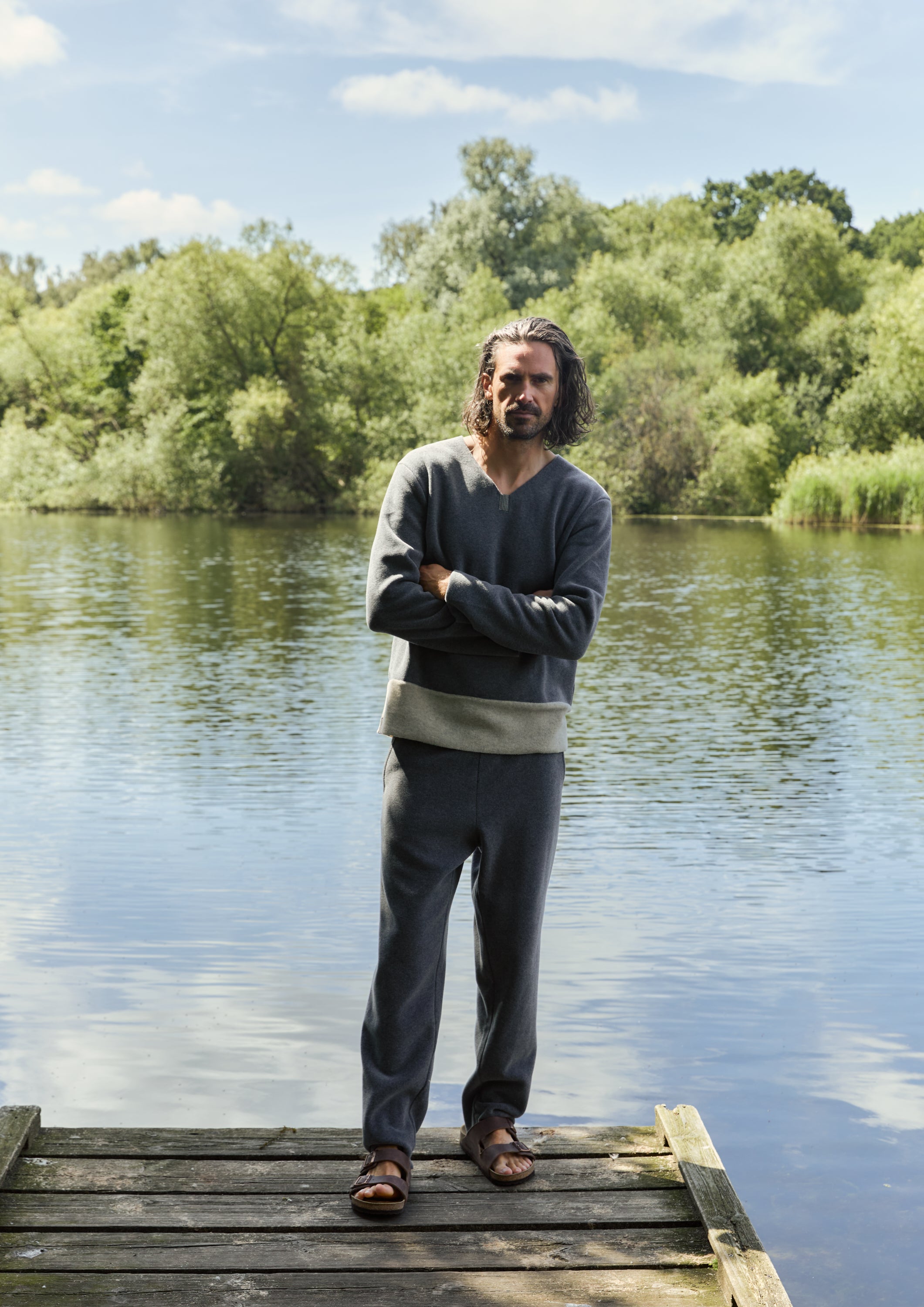 CARL BY STEFFENSEN COPENHAGEN ONE SIZE BLUSE MÆND - 1013C BLOUSES & SWEATERS GREY/SAND 940