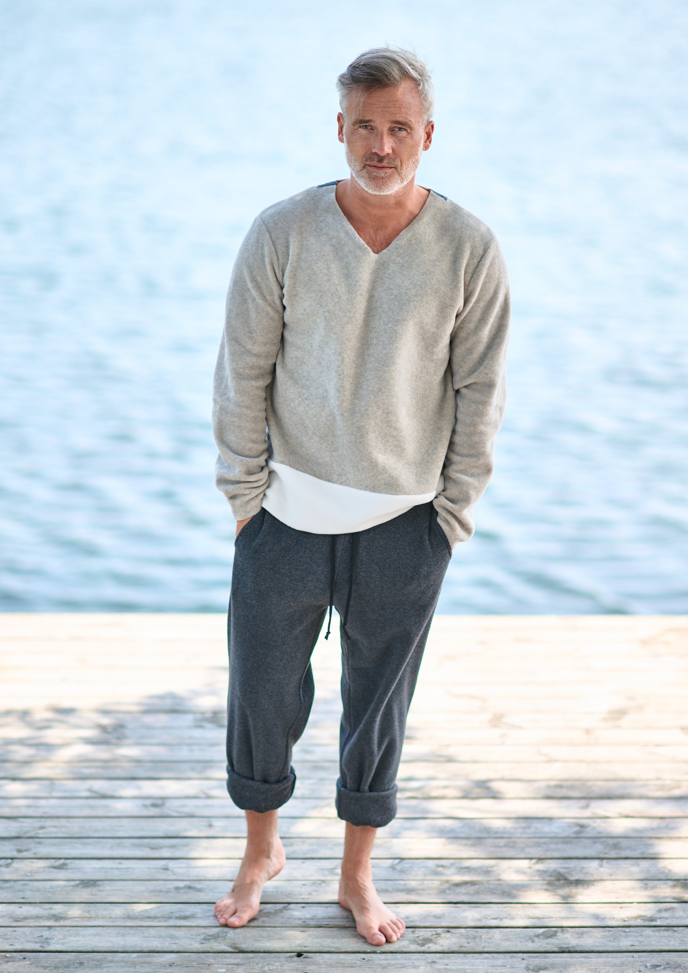 CARL BY STEFFENSEN COPENHAGEN ONE SIZE BLUSE MÆND - 1013C BLOUSES & SWEATERS SAND/OFF WHITE 450