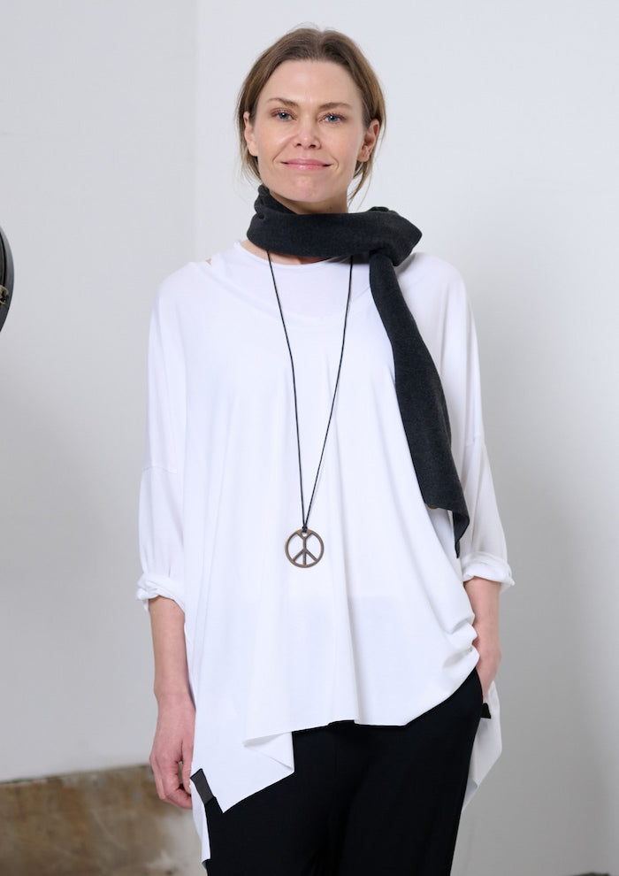 HENRIETTE STEFFENSEN COPENHAGEN OVERSIZED BLUSE V-HALS - 96078 BLUSER WHITE 816