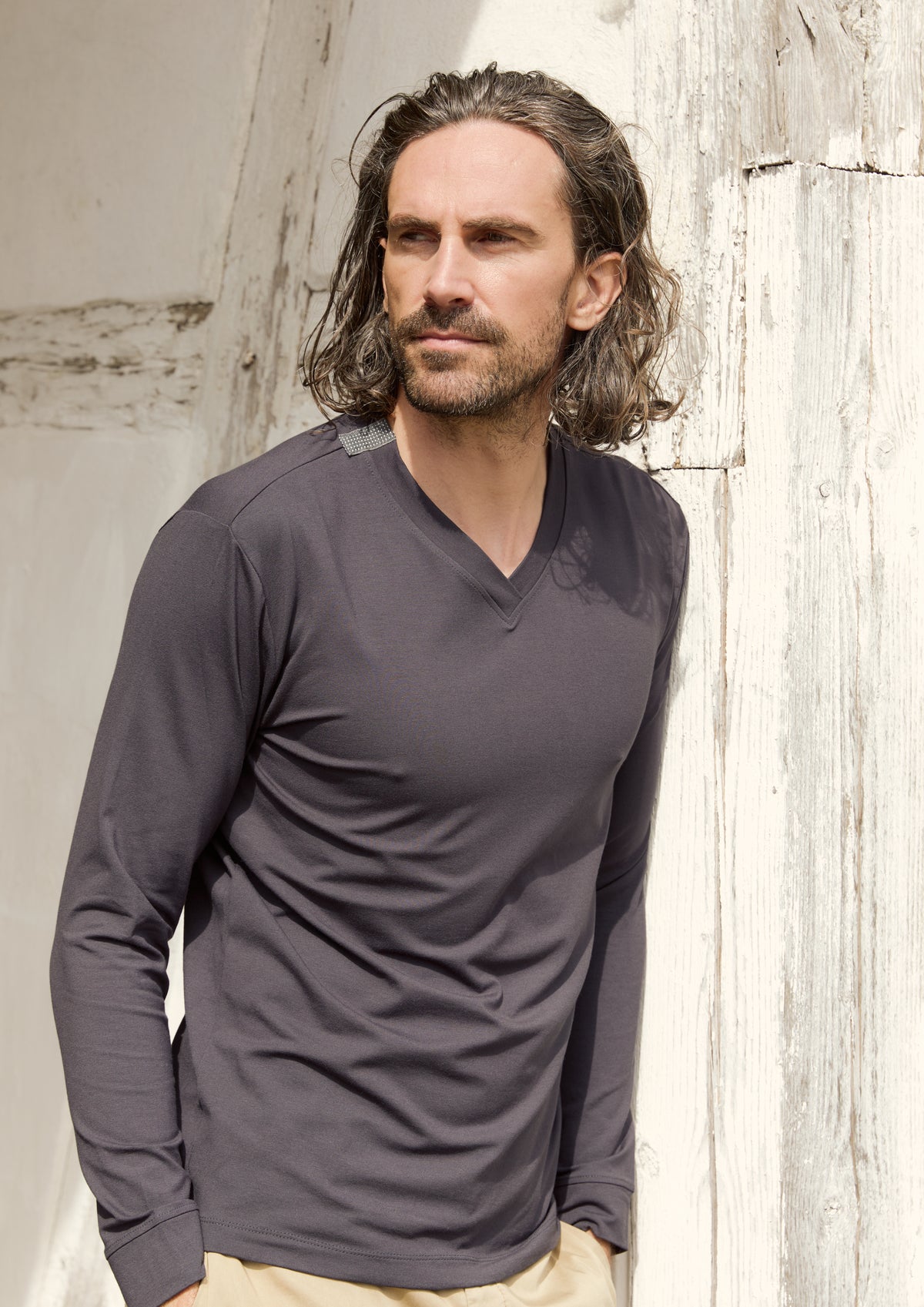 CARL BY STEFFENSEN COPENHAGEN T-SHIRT MED V-HALS LANGÆRMET - 1021C T-SHIRTS DEEP BLUE 502