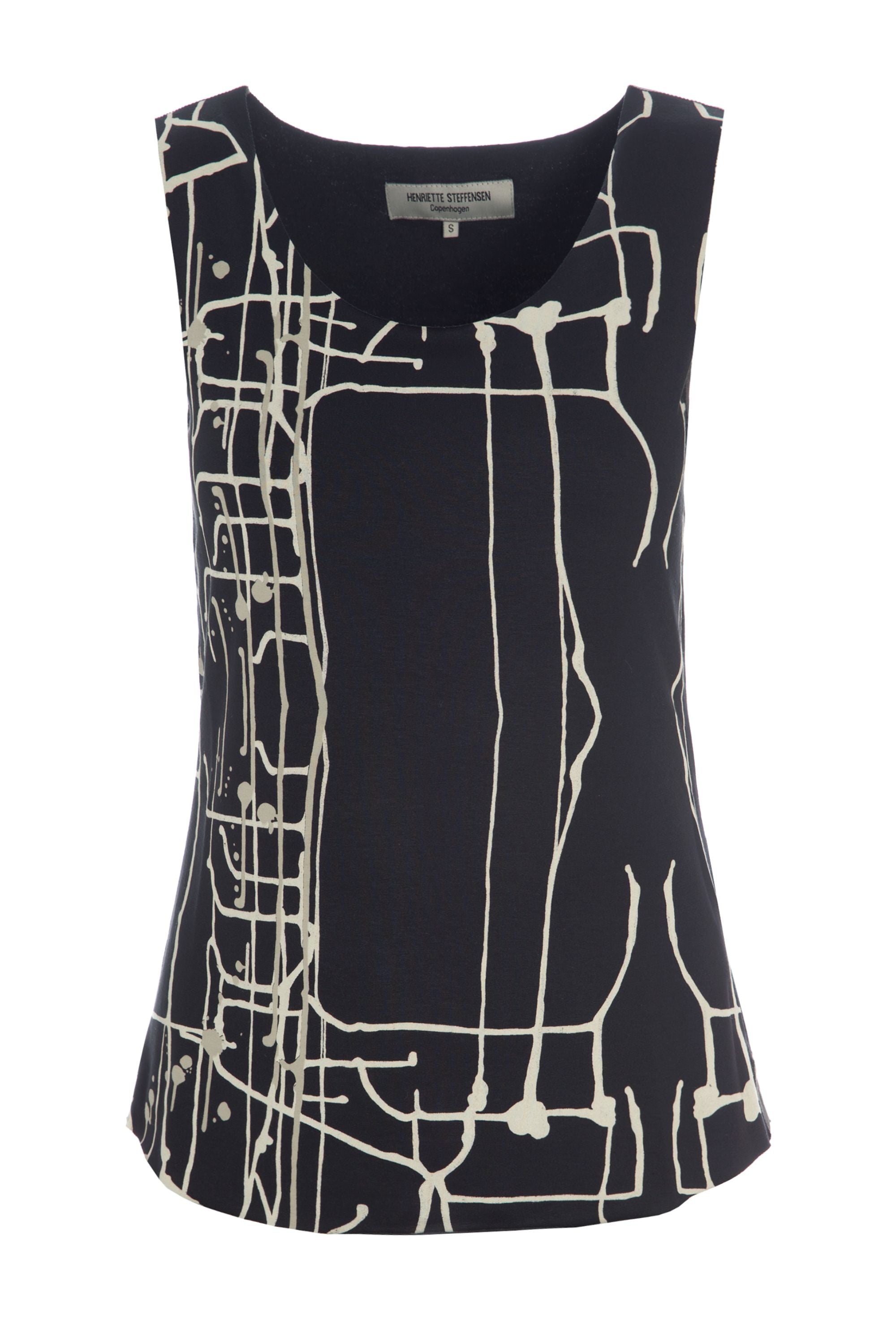 HENRIETTE STEFFENSEN COPENHAGEN TOP - 96041 BLUSER jersey YOGA ART PRINT BLACK 100