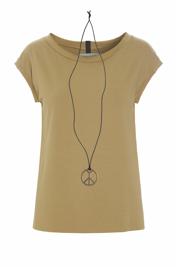 HENRIETTE STEFFENSEN COPENHAGEN TOP M/ HALSKÆDE - 96080 T-SHIRTS OLIVE 655