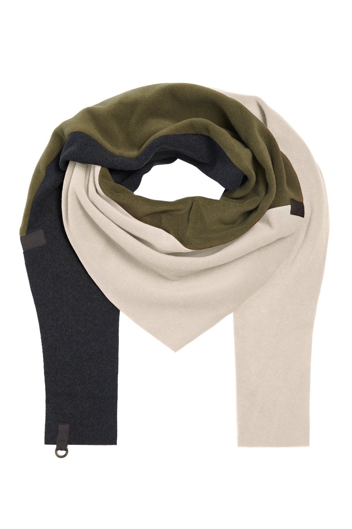 HENRIETTE STEFFENSEN COPENHAGEN TREKANTET HALSTØRKLÆDE NO WASTE - 4078NW SCARFS MOSS/KIT/SOFT BLACK 534