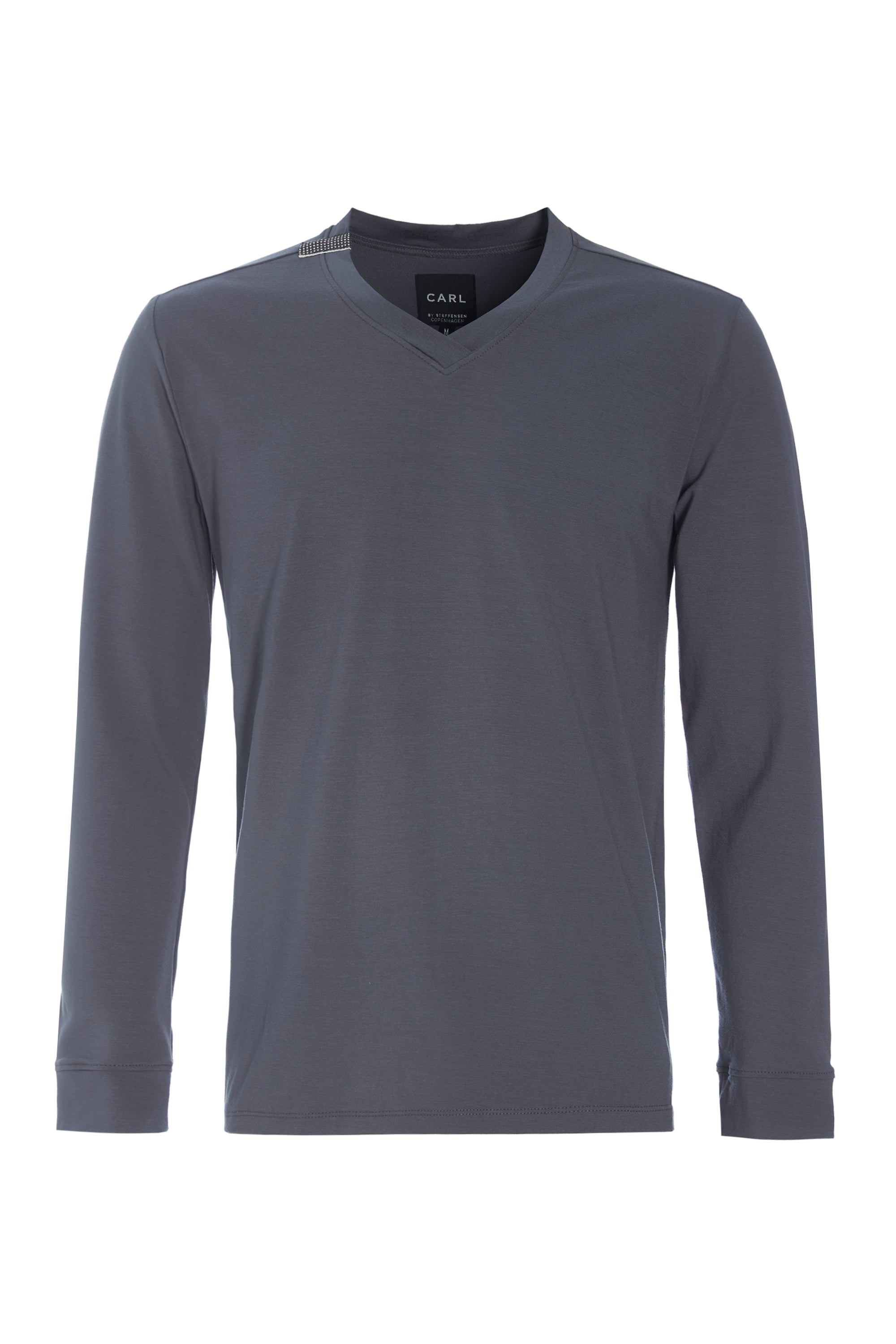 CARL BY STEFFENSEN COPENHAGEN T-SHIRT MED V-HALS LANGÆRMET - 1021C T-SHIRTS GREY 905