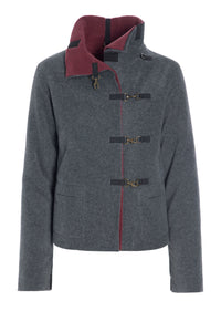 BIKER JAKKE - 7112 - GREY/WINE