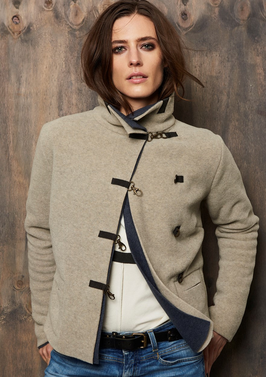HENRIETTE STEFFENSEN COPENHAGEN BIKER JAKKE - 7112 JACKETS SAND/DEEP BLUE 809
