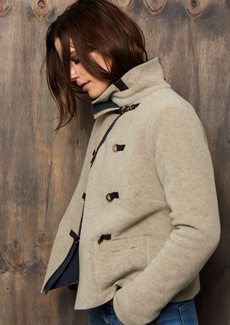 HENRIETTE STEFFENSEN COPENHAGEN BIKER JAKKE - 7112 JACKETS SAND/DEEP BLUE 809