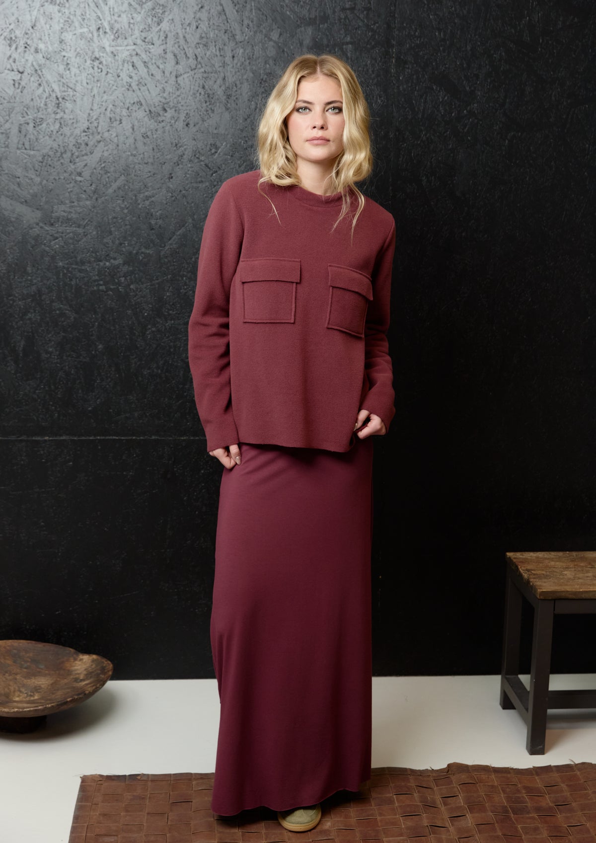 HENRIETTE STEFFENSEN COPENHAGEN BLOUSE MED LOMMER - 1415 BLUSER BORDEAUX 474