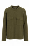 BLOUSE MED LOMMER - 1415 - MOSS
