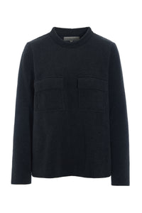 BLOUSE MED LOMMER - 1415 - SOFT BLACK