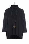 BLUSE M/HALSKÆDE - 96100 - BLACK