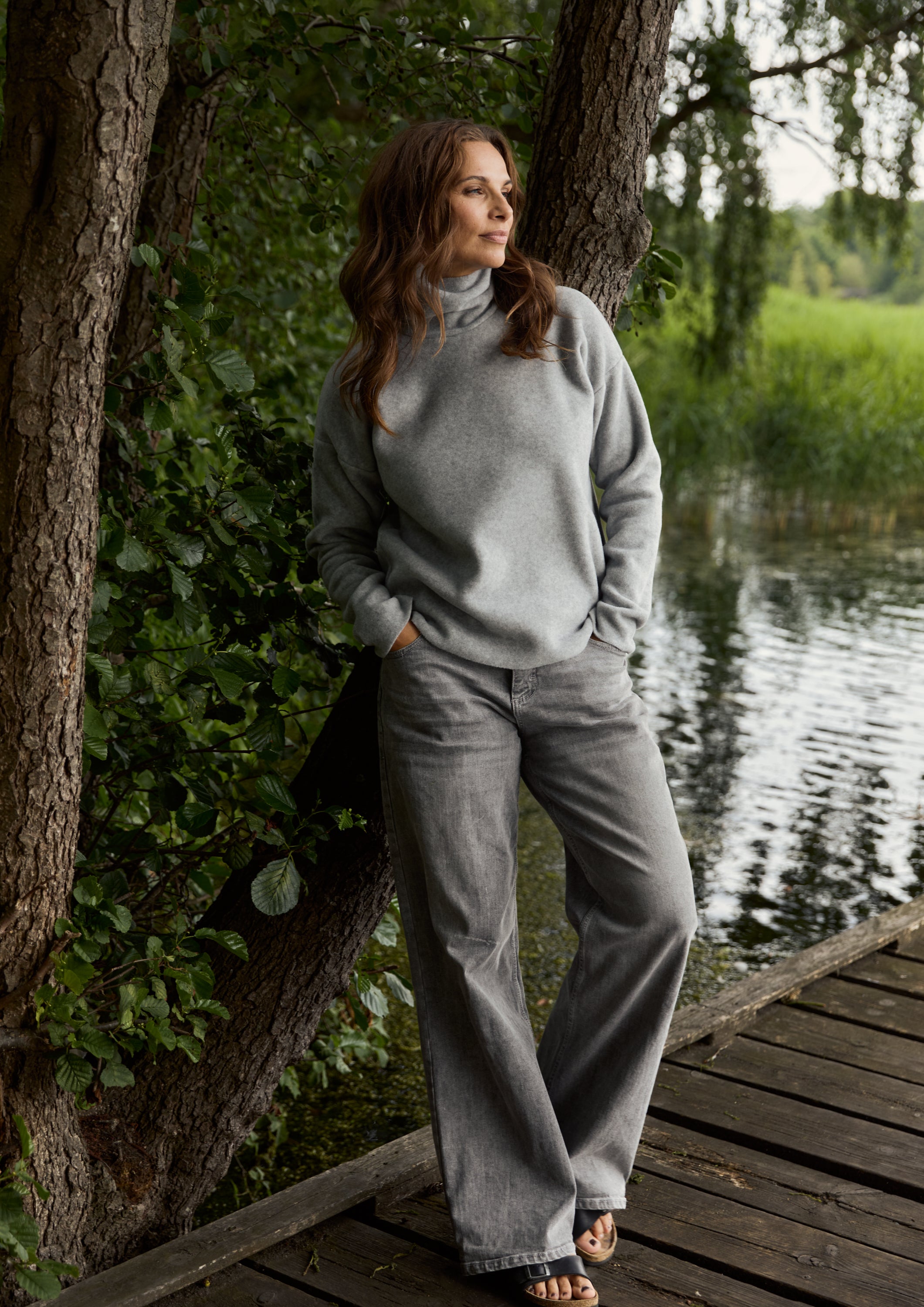 HENRIETTE STEFFENSEN COPENHAGEN BLUSE HØJ HALS - 1360 BLUSER LIGHT GREY 876