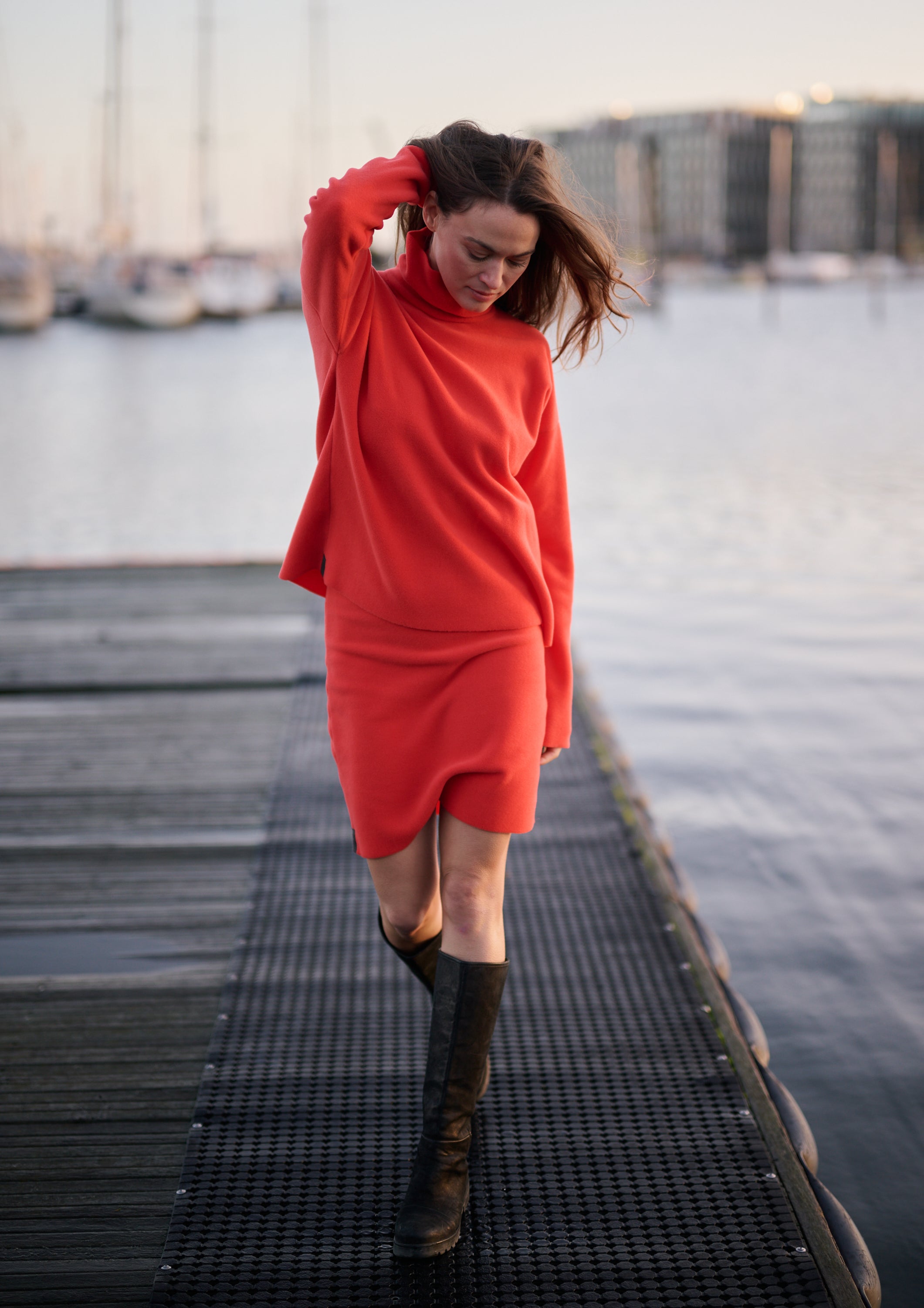 HENRIETTE STEFFENSEN COPENHAGEN BLUSE HØJ HALS - 1360 BLUSER TOMATO 845