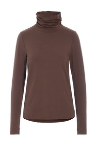 BLUSE HØJ HALS - 96079 - CHOCOLATE