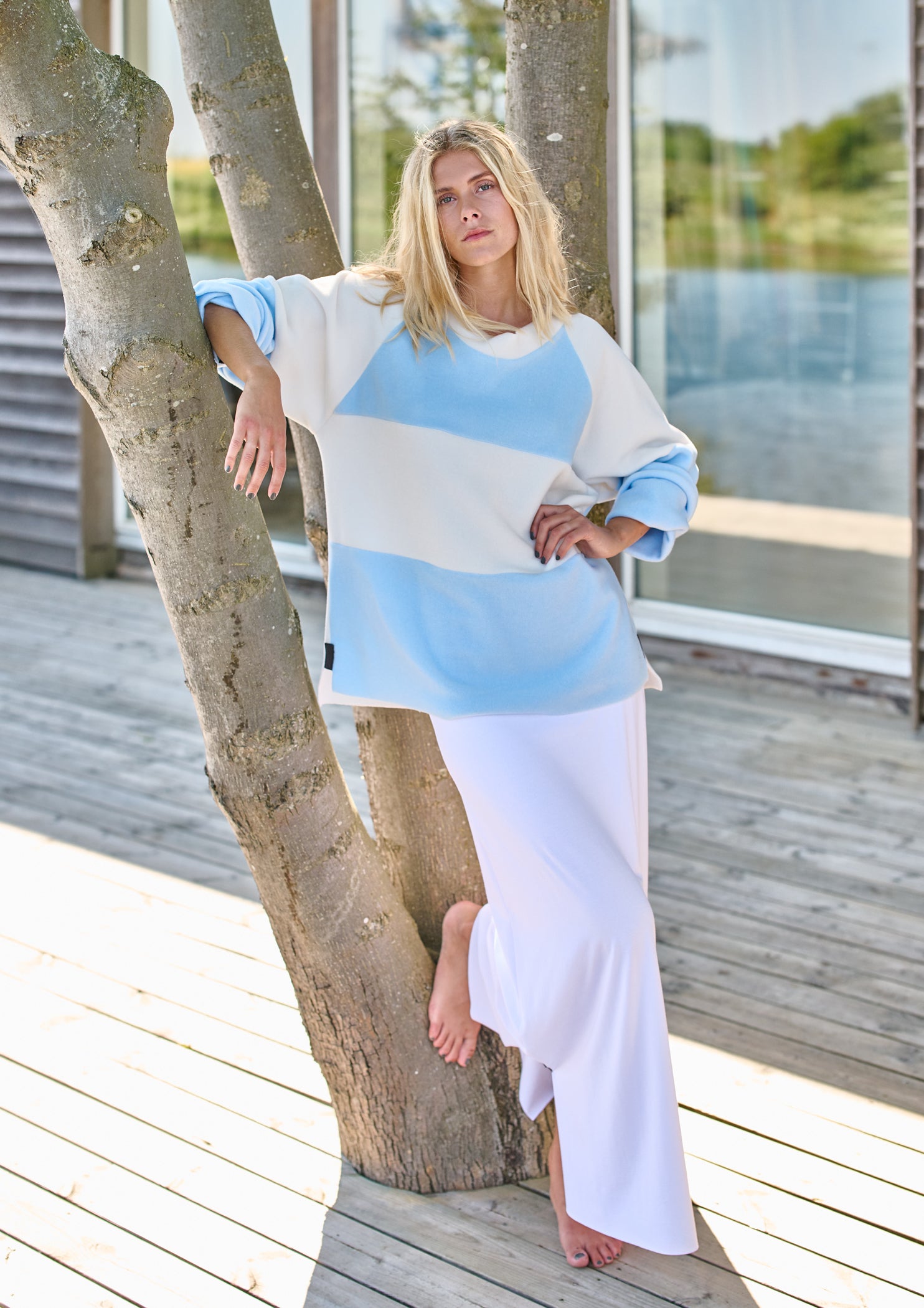 HENRIETTE STEFFENSEN COPENHAGEN BLUSE LOOSE FIT - 1357 BLUSER BABY BLUE/OFF WHITE 692