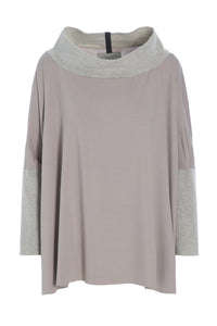 BLUSE MED ÅBEN HALS - 1319MIX - SAND/SAND