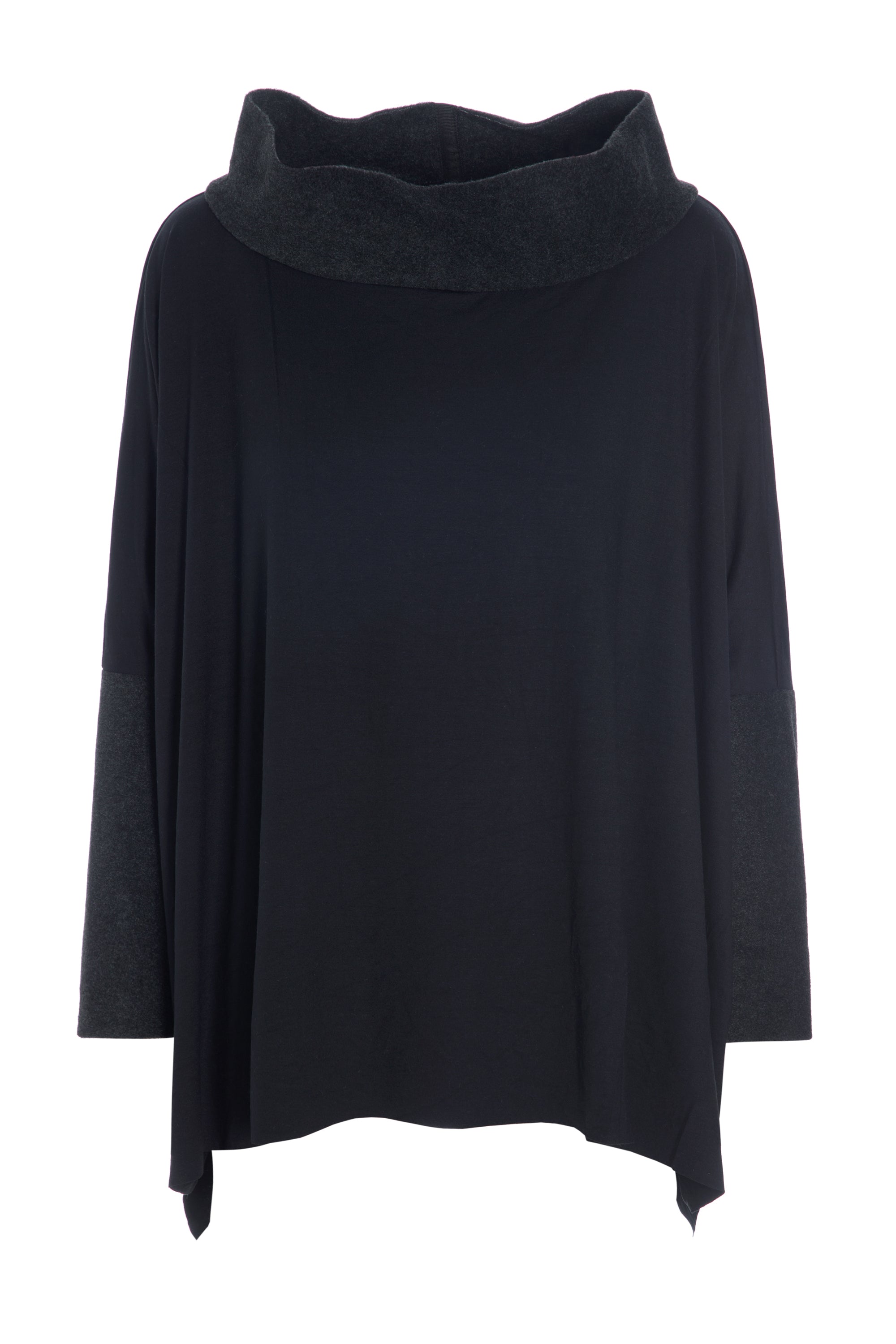 HENRIETTE STEFFENSEN COPENHAGEN BLUSE MED ÅBEN HALS - 1319MIX  SOFT BLACK/BLACK 915