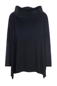BLUSE MED ÅBEN HALS - 1319MIX - SOFT BLACK/BLACK